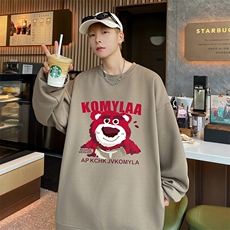 已注册草莓熊直播抖音得物品质重磅菠萝格圆领宽松男卫衣W2031P40，男装卫衣，电商C408(原B339-1)