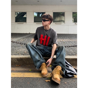 网图有货 立体塞棉hi字母短袖T恤男女纯棉宽松情侣上衣 A491-P38图片
