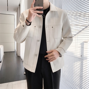 轻熟风~2024春季新款明线设计PU皮夹克休闲外套男 K355/P115图片