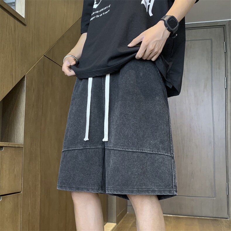 K117-P35夏季宽松型水洗做旧五分裤,男装休闲裤,星座1501-1