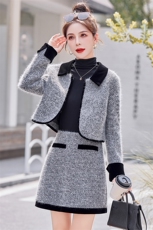 小香风套装2025春秋小个子高级感网红洋气红色短裙两件套职业装女，女装套装/套裙，众宇琦