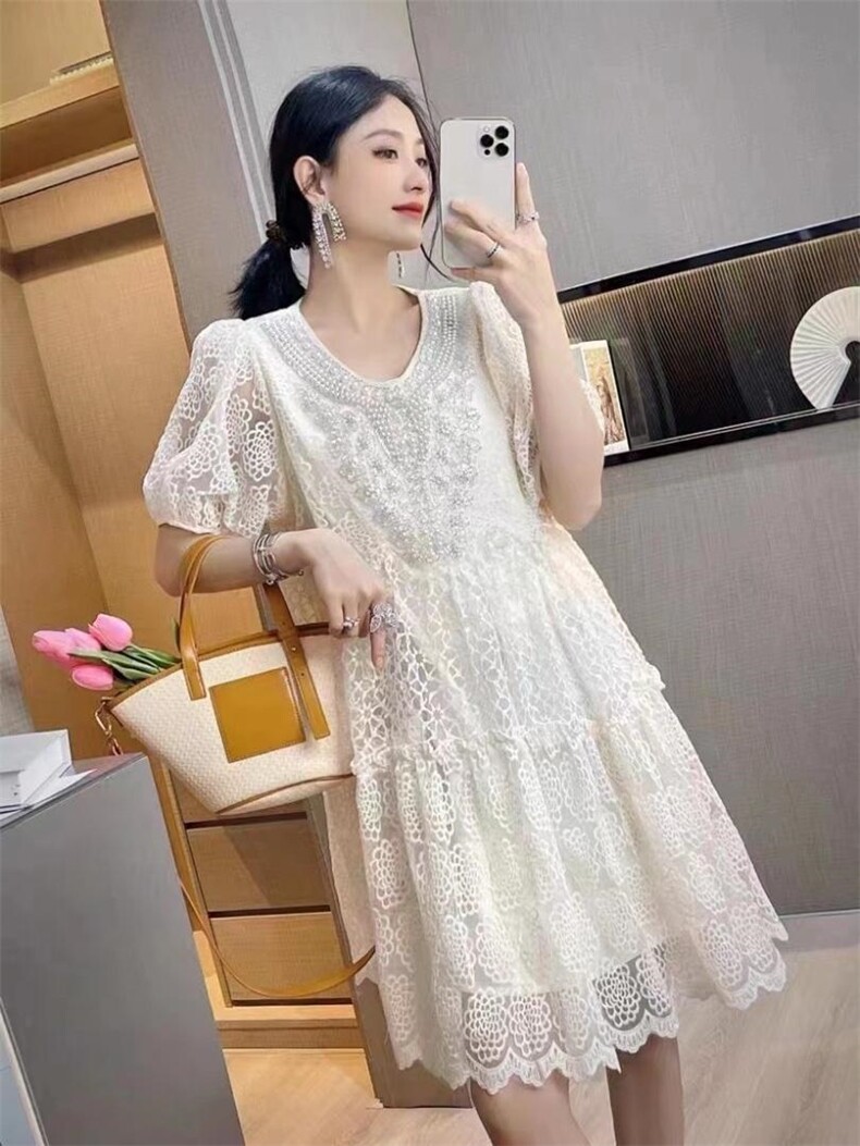 重工订珠刺绣连衣裙，女装连衣裙，天使公主