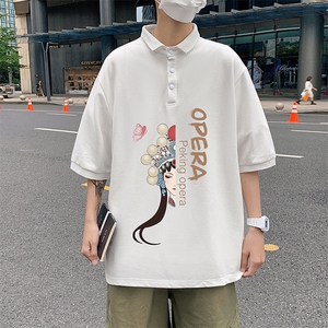 PL57161-P35 翻领短袖polo衫男大码胖子半袖t恤男有领保罗衫 模特图片