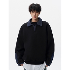 8XL-M美式拼接新款翻领高级感衬衫领运动上衣长袖卫衣男WY26P68，男装衬衫，电商D206-1