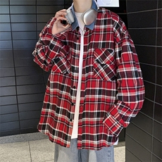 长袖衬衫日系港风ins宽松衬衣男生百搭休闲外套CS0132-P40，男装衬衫，星座308B-1