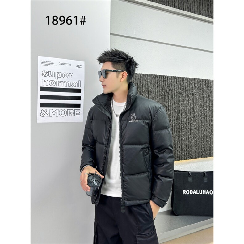 羽绒服男新款立领小熊刺绣羽绒皮外套18961-P170，男装羽绒服，星座310A-4