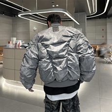 美式高街棉衣外套男士韩版潮流褶皱保暖2024冬季ins棉服MF282-P93，男装棉衣，星座412-3