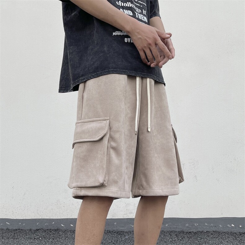 K1115-P32夏季宽松型大口袋鹿皮绒五分裤,男装休闲裤,星座1501-1