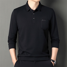 polo衫男士宽松休闲长袖翻领t恤秋季修身大码时尚商务体恤上衣服，男装T恤，电商B212（原钱塘6029）