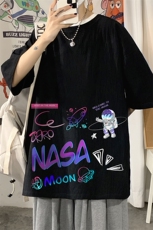 YT26186-P30NASA联名同款亚麻短袖t恤男大码五分袖男海报风，男装T恤，电商A040