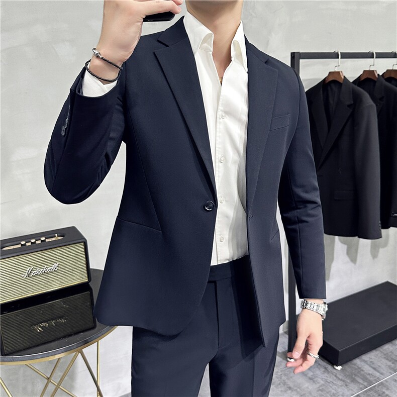 2026新款春秋商务正装修身西服套装男士休闲西装两件套8660-P240,男装西服套装,电商A355（原A415）