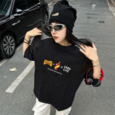 抖音得物高品质二开240克宽松纯棉美式潮牌三条杠织带短袖T恤，男装T恤，电商A486-1