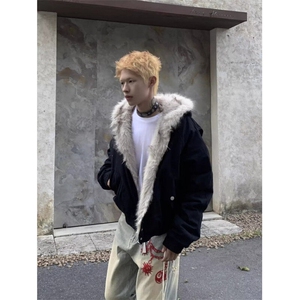 【有货】DF2218-P105美式复古座山雕毛领连帽棉服棉衣男冬季加厚图片