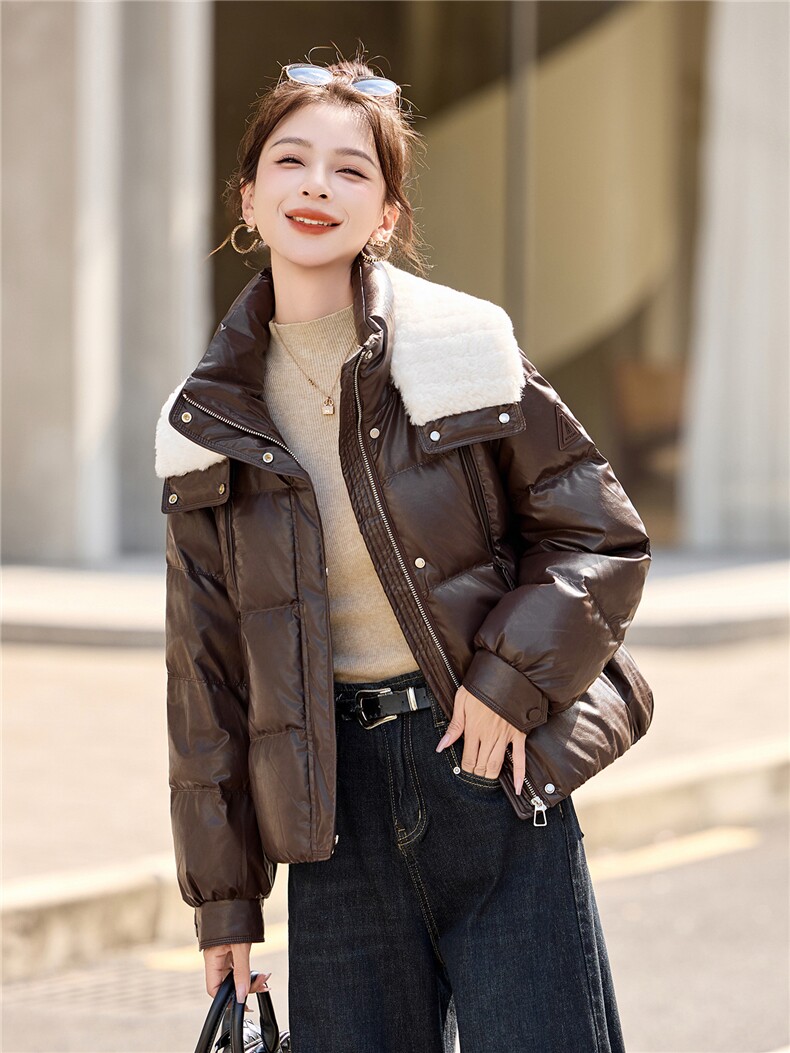 现货2025年冬季新款羽绒服韩版休闲保暖羽绒服毛领可拆卸,女装羽绒服,悦祺