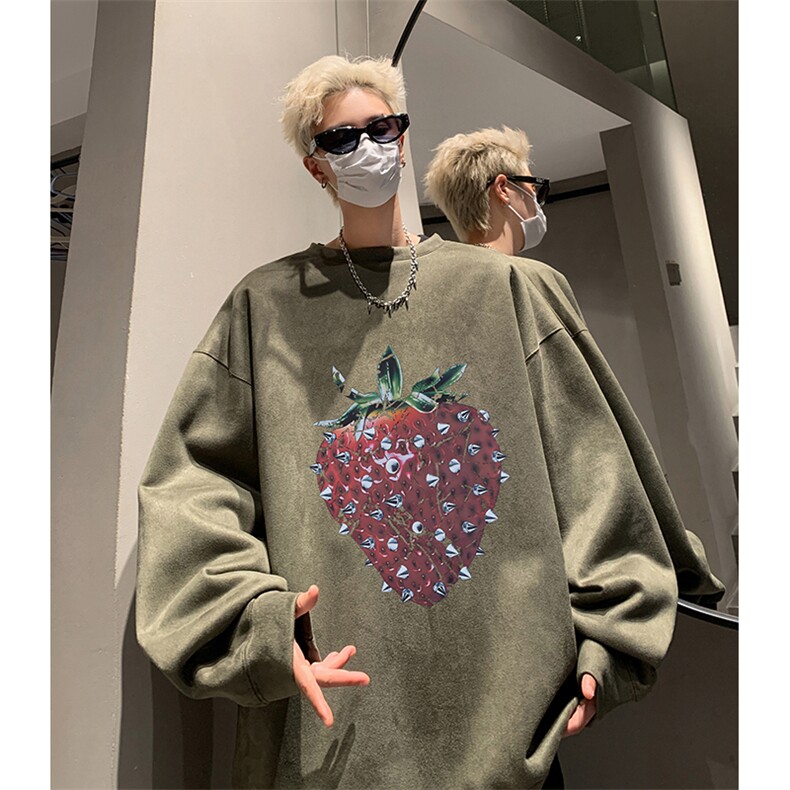抖音得物供货提供视频秋冬重磅美式麂皮绒圆领卫衣JY332,男装卫衣,电商A486