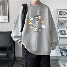 圆领卫衣男大码加厚加绒长袖t恤男S6215-P28加绒款-P33，男装卫衣，电商A040