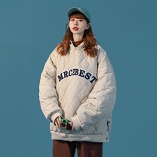 MY038-P135 连帽套头棉衣刺绣菱形格棉服中性控155图片