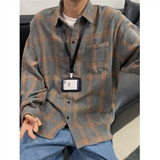 现货~磨毛格子大码长袖衬衫C5900/特P25深灰色，男装衬衫，电商A094