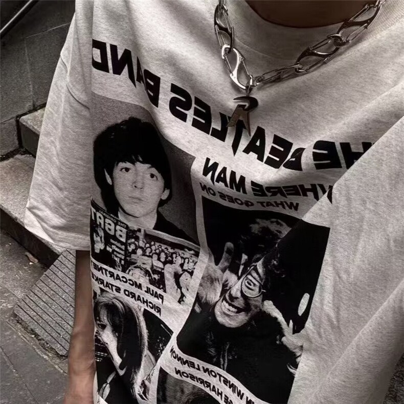 重磅欧美人像印花短袖T恤男夏季宽松小众设计感上衣AA12-P29,男装T恤,星座208-5