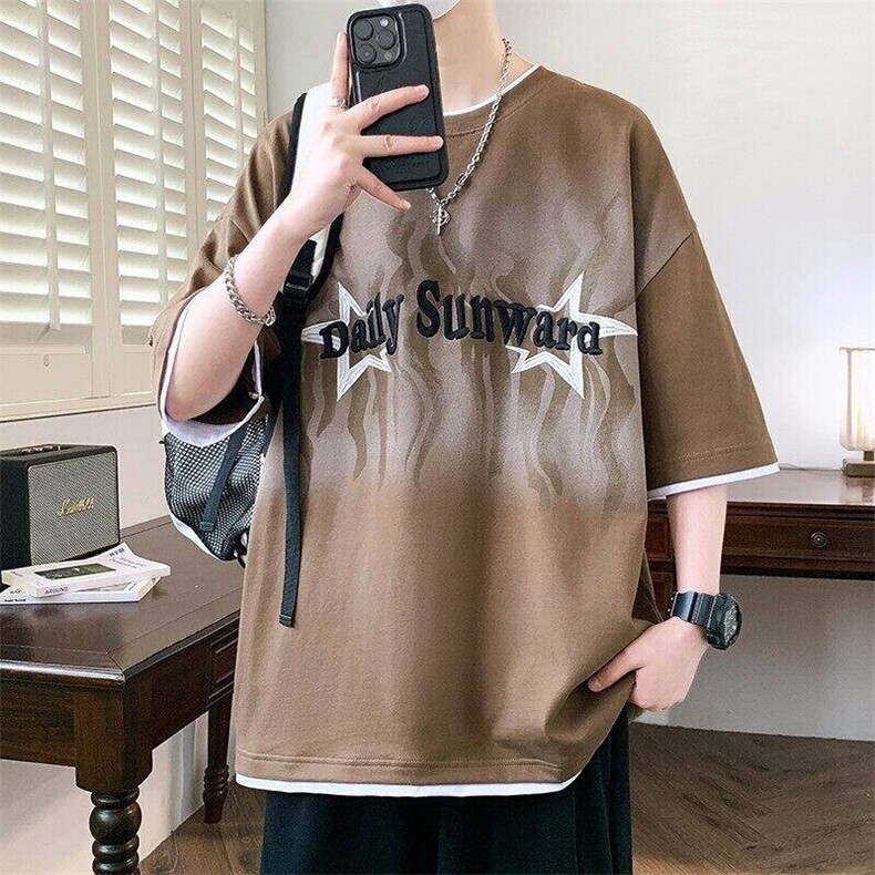 25155-特P40夏季休闲时尚T恤男短袖青少年潮牌印花打底衫,男装T恤,电商D310B