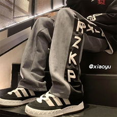 XZ616秋冬季新款麂皮绒发泡字母休闲拖地裤TY420P55控68，男装休闲裤，星座512A（原616）