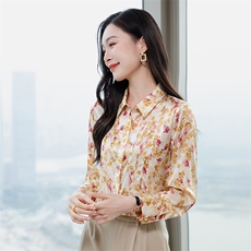 轻奢真丝衬衫女长袖2026春装品牌印花妈妈重磅真丝上衣小衫衬衣，女装衬衫，阿舍尔精品