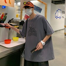 2023夏季新款港风外景宽松大码圆领套头短袖T恤T07-P28，男装T恤，星座914-3
