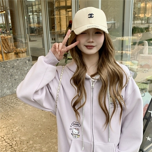 现货2026春秋季连帽外套女针织撞色可爱风学生休闲百搭外套图片