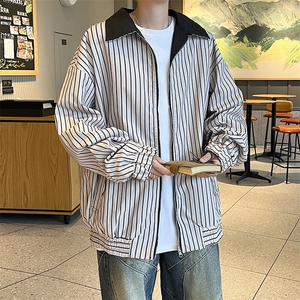 春装两面穿条纹外套男大码休闲夹克 JK92P65图片