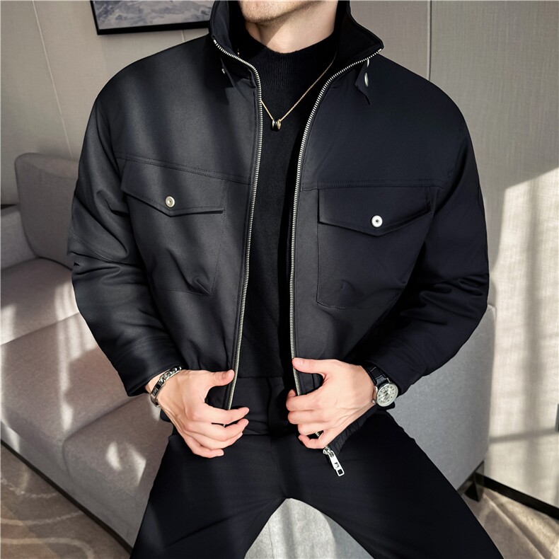 秋冬多口袋设计感防风立领冲锋衣加厚棉服短款外套男M25022-P183,男装夹克,电商A213