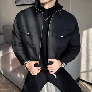 秋冬多口袋设计感防风立领冲锋衣加厚棉服短款外套男M25022-P183图片
