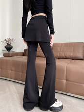 春季屁帘裤两穿假两件拼接休闲裤女设计感针织喇叭裤长裤，女装休闲裤，云美莎专业女裤-全店现货