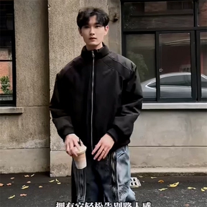 高品质春装新款老钱风美式高街解构立领棒球服飞行夹克潮休闲外套图片