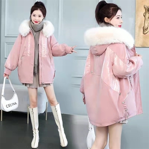 派克服女2024年新款宽松中长款加绒加厚棉衣服年轻款外套秋冬图片