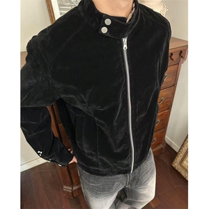 网图！早秋上新美拉德系摩登年代绒皮工艺复古外套-EX51037特批60图片