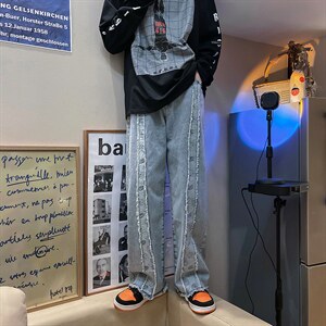 牛仔裤休闲裤男新款宽松直筒阔腿裤子K1323P43图片
