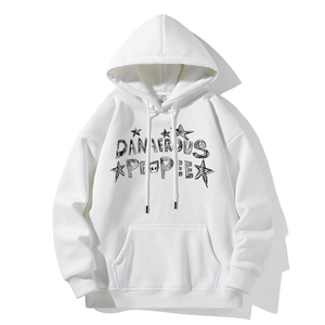 抖音得物 高品质印花连帽卫衣 秋冬装美式宽松连帽纯色卫衣ADL100图片