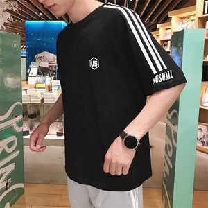 204-DT1803-P20卡通短袖男圆领纯棉t恤衫 夏季学生日系嘻哈潮流图片
