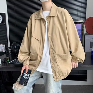 复古文艺风衣外套春秋港风韩版百搭休闲宽松工装夹克男 W3451-P55图片