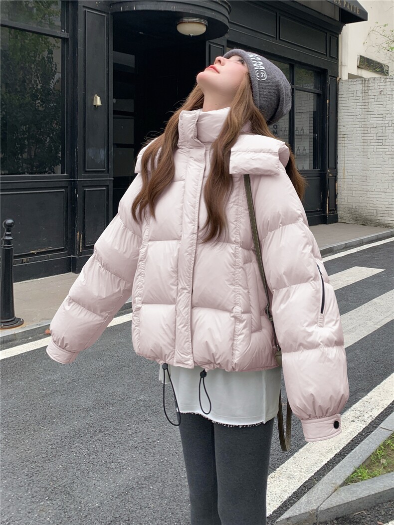 现货新款东大门加厚保暖羽绒服百搭连帽面包服女装外套,女装羽绒服,韩然一族