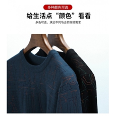 秋冬男士时尚百搭针织衫青年圆领保暖打底衫高端图案毛线衣男装，男装针织衫/毛衣，钱塘6003（原4033）