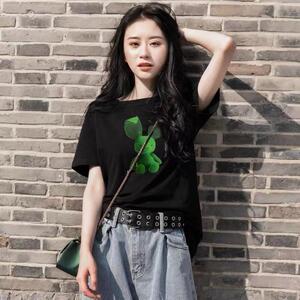 新款印花图案宽松圆领显瘦百搭气质短袖T恤图片