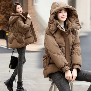 现货羽绒服2025年冬新款90白鸭绒韩版时尚中长羽绒服备双十一图片
