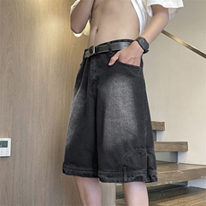 港风皮标优选复古做旧风水洗牛仔裤夏季五分短裤DK836-特批35，男装牛仔裤，星座718-1
