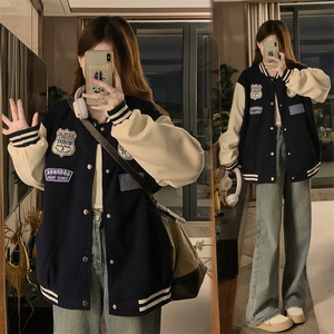 2024棒球服外套女春秋宽松减龄百搭休闲夹克上衣学院风C792-P90