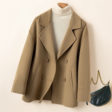 双面呢大衣女中长款2025秋冬新款修身显瘦小个子毛呢外套女羊毛，女装双面呢大衣，优远毛呢大衣