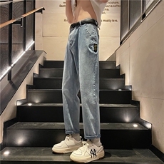 直播夏季新款牛仔裤男微跨弹力复古薄款休闲长裤，男装牛仔裤，电商A409-1