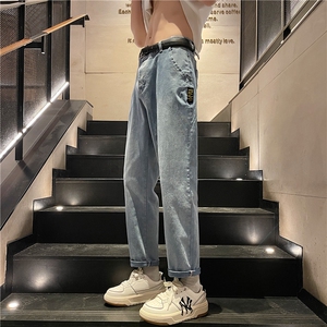 直播夏季新款牛仔裤男微跨弹力复古薄款休闲长裤图片
