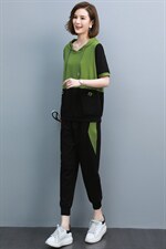 时尚运动套装女2025年夏季新款女装韩版宽松休闲八分阔腿裤两件套，女装套装/套裙，江忆布依