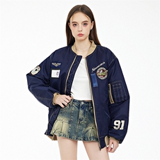 现货欧美街头刺绣飞行员外套秋冬季潮牌机车夹克棉衣棒球服，男装夹克，电商A105